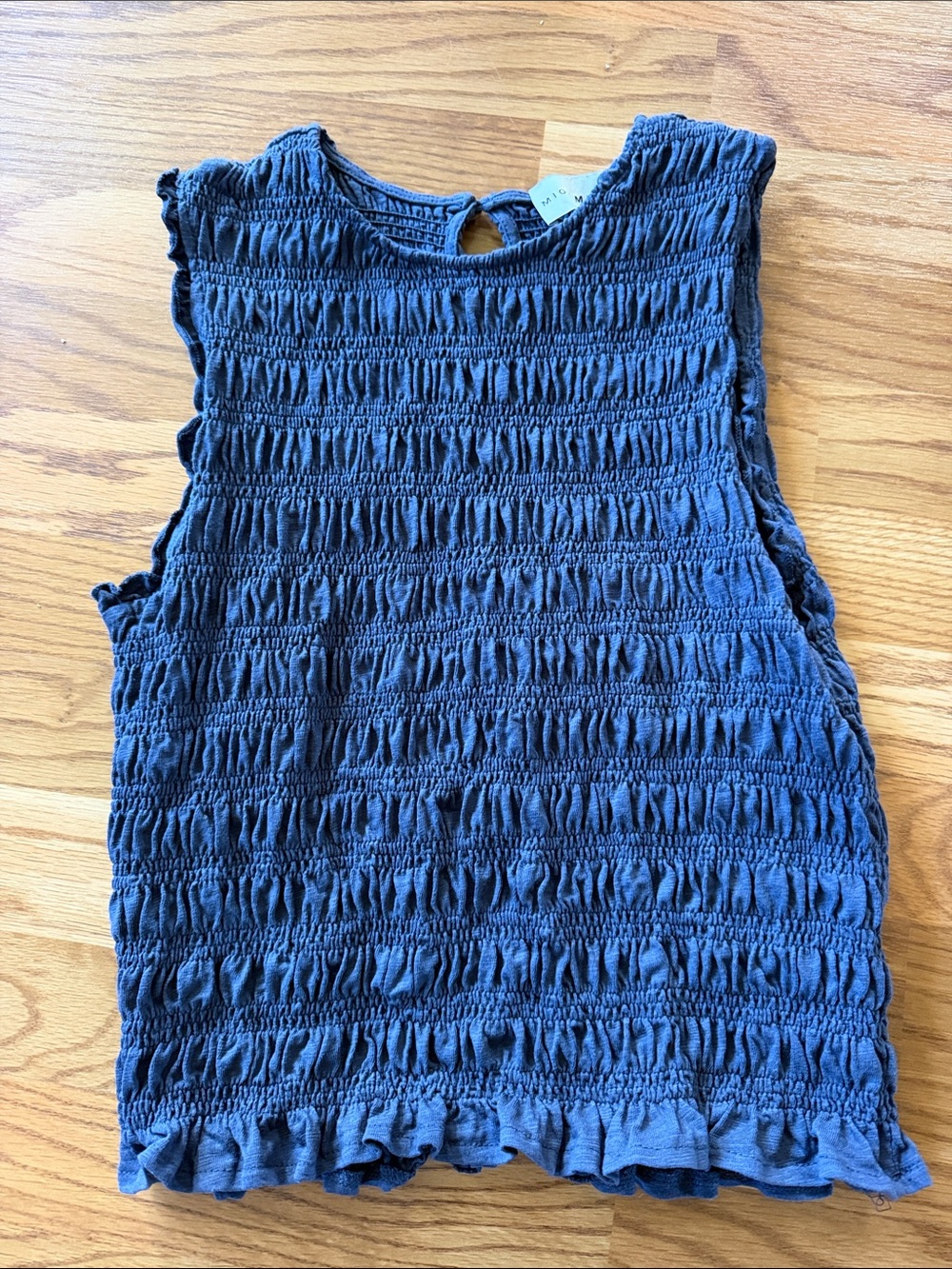 Navy Smocked Sleeveless Tank Top